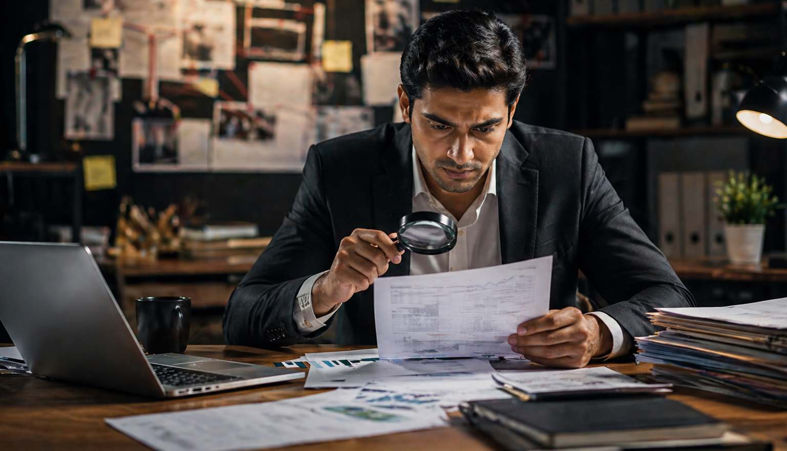 Corporate investigation process preventing employee fraud through surveillance and background verification in business environment